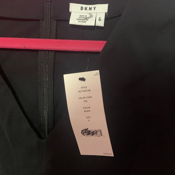 NWT DKNY fitted long black dress. Size 6. Deep V Neck. Retail $159. - Picture 4 of 5